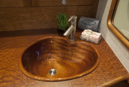 Jarrett Bay 43 HTX - hand carved Sapele sink