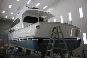 Jarrett Bay Hull #43 Refit: Leaving the paint booth