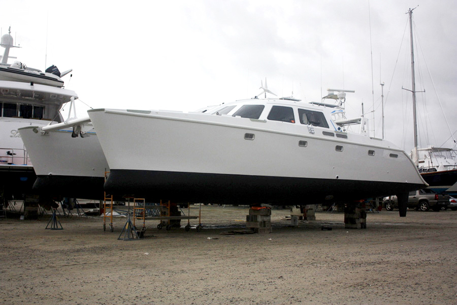 Fresh Paint for this 50′ Sailing Catamaran “Papillon”