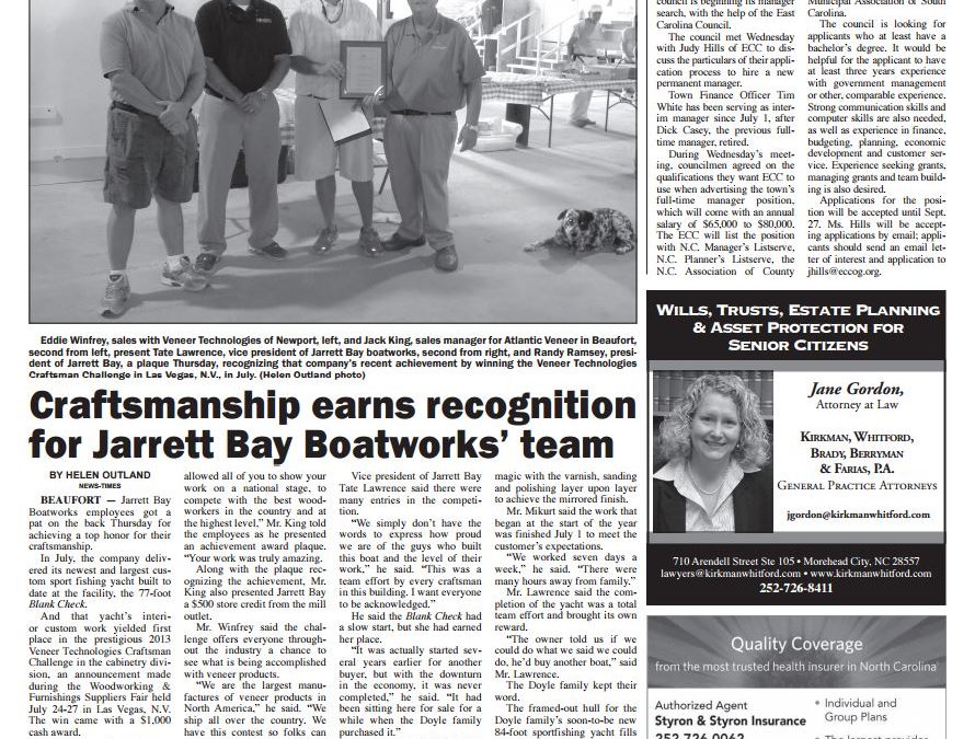 Craftsmanship Earns Recognition for Jarrett Bay Boatworks’ Team