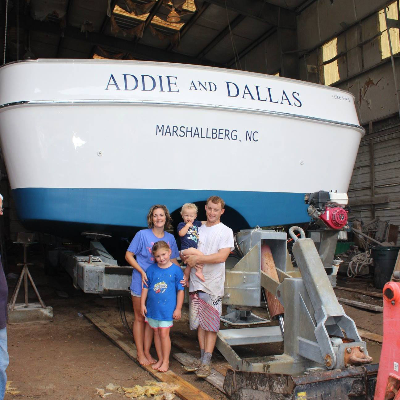 Davis family with Addie and Dallas Jarrett Bay Boatworks
